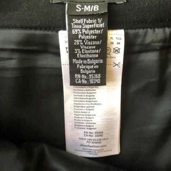 Olsen Europe Black Pencil Skirt Black And White Checkered Middle Panel Size 8 - Picture 15 of 15